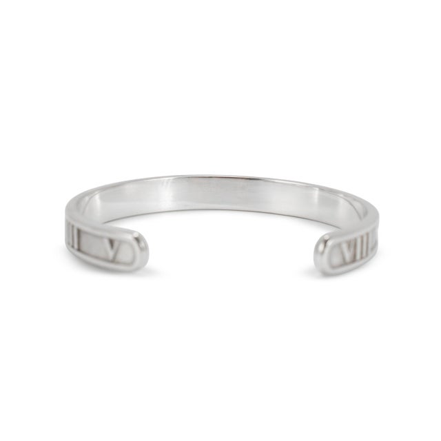 Tiffany and Co. Tiffany & Co. Atlas 925 Sterling Silver Roman Numeral Cuff Bangle Bracelet For Sale - Image 4 of 8