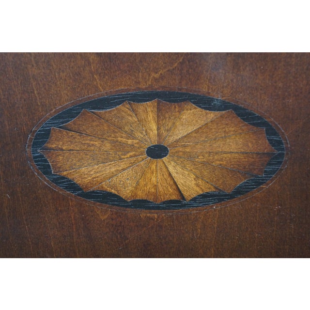 Vintage Federal Chippendale Mahogany Inlaid Beveled Glass Mirror 37" For Sale - Image 12 of 12