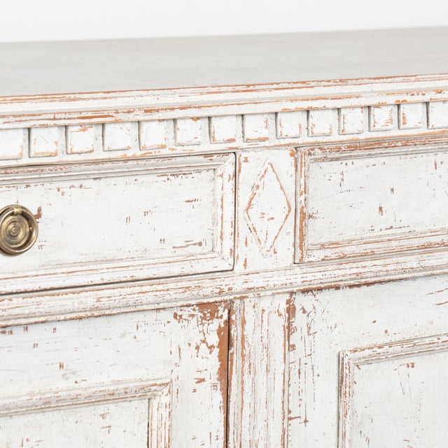 19th Century Swedish White Painted Gustavian Tall Sideboard For Sale - Image 9 of 18