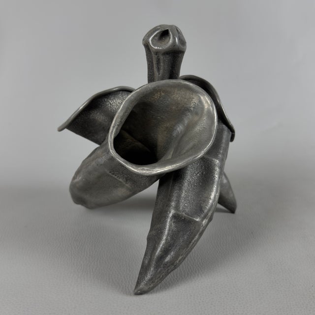 Vintage Pewter Cornucopia Sculpture Vase, 1950s For Sale - Image 4 of 11