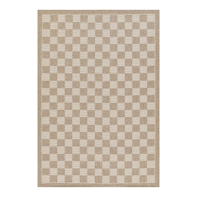 Erin Gates by Momeni Saybrook Check Grey Indoor/Outdoor Area Rug 2'7" X 7'6" Runner For Sale