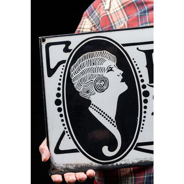 Metal Antique D S P "Beauty Shoppe" Storefront Flange Sign For Sale - Image 7 of 9