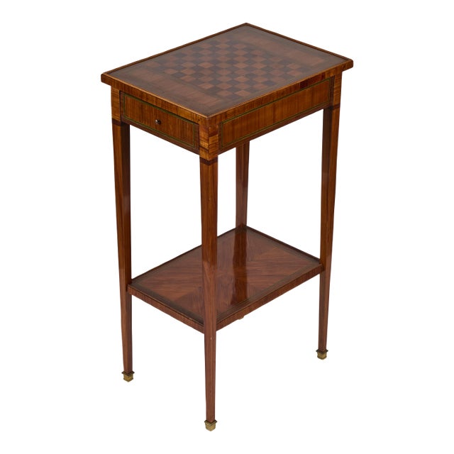 Antique Inlaid Checkerboard Side Table For Sale