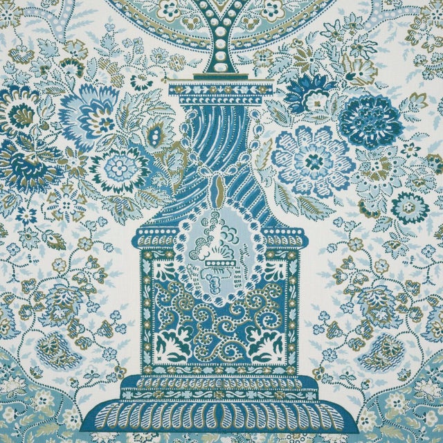 Contemporary SAMPLE - Schumacher Colmery Paisley Panel Fabric In Peacock For Sale - Image 3 of 6