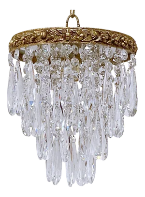 Antique Italian Bronze Upside Down Layered Cake Rim Chandelier