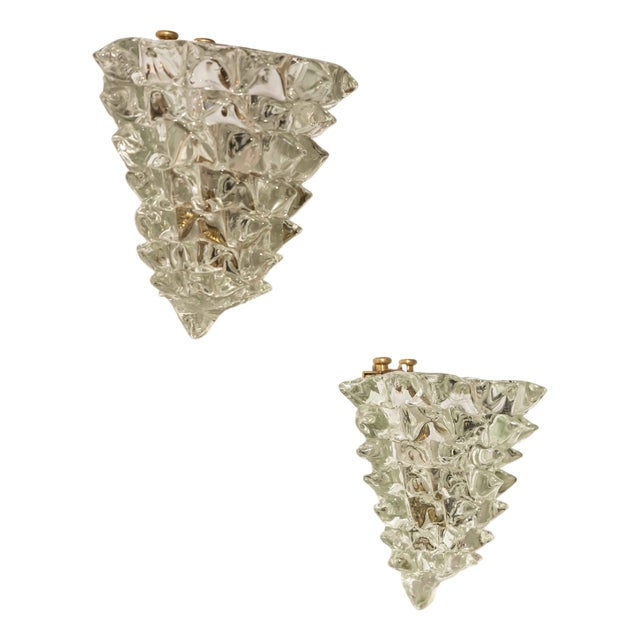 Vintage Italian Wall Lights by Ercole Barovier for Barovier & Toso, 1930s, Set of 2 For Sale