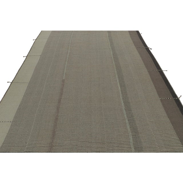 Contemporary Rug & Kilim’s Modern Kilim in Beige & Gray Stripes For Sale - Image 3 of 6