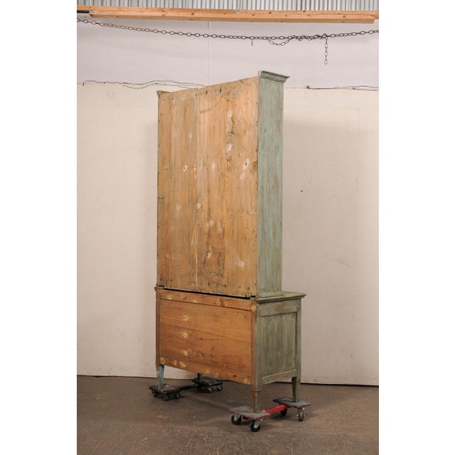 Antique Italian Tall Hutch Cabinet in Green For Sale - Image 10 of 12