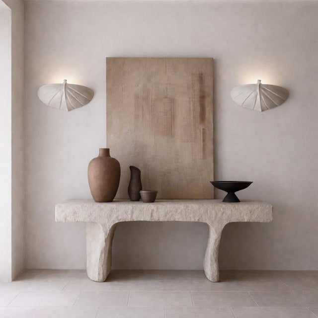 Contemporary Pair of Minimalist Ceramic Uplighting Wall Sconces For Sale - Image 3 of 8