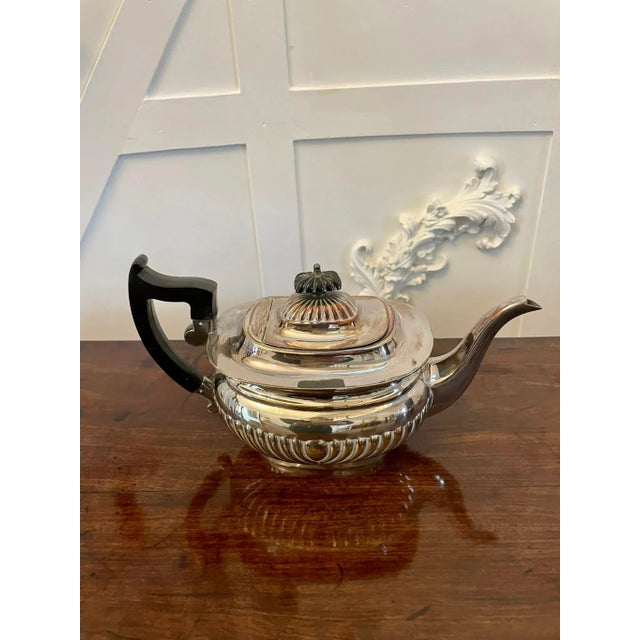 Antique Edwardian Quality Silver Plated Tea Set, 1900s, Set of 3 For Sale - Image 10 of 12