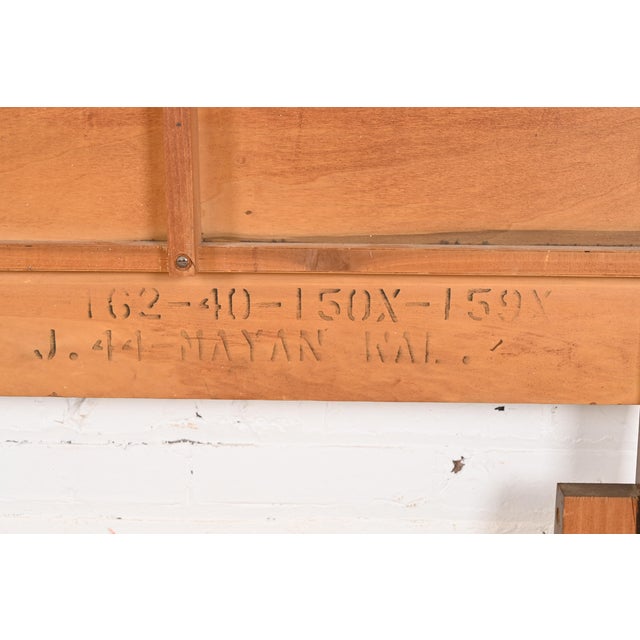 Wood Mayan Collection Mid-Century Modern Sculpted Walnut Queen Size Headboard, 1960s For Sale - Image 7 of 8