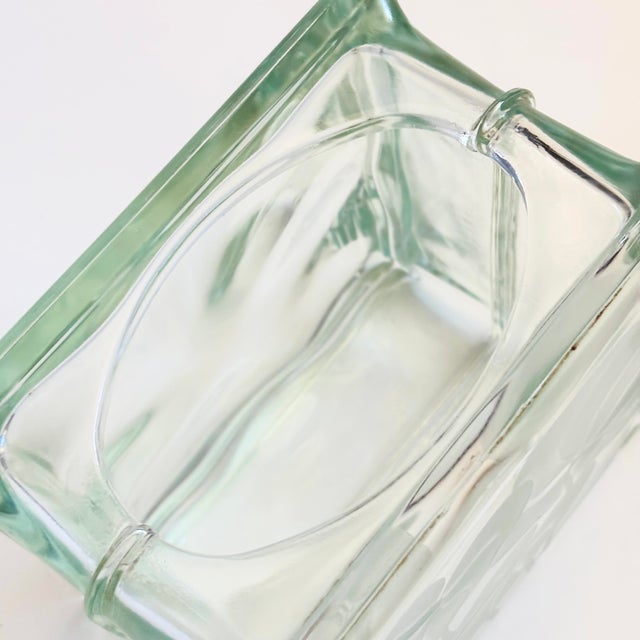 Vintage Frosted Flower Glass Block Vase For Sale - Image 9 of 10