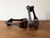 Here is a beautiful pair of custom forged iron western horse saddle stirrups with copper overlay line details. There is a...
