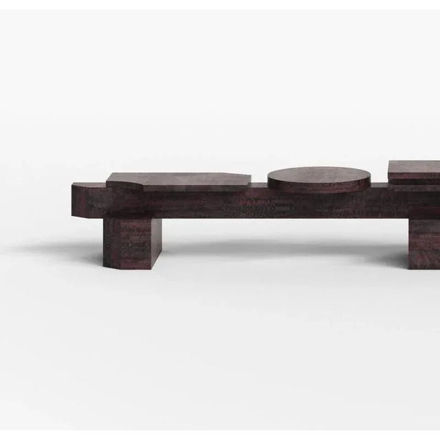 Limo Bench with Blue Eucalyptus Veneer by Sashaxsasha For Sale - Image 4 of 8