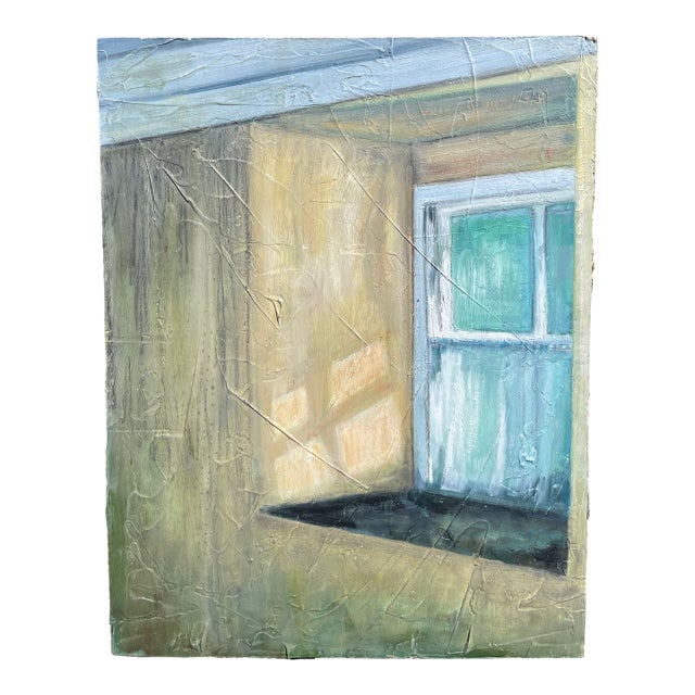 Fielden W. Harper "Cottage Window, Ireland" (1995) Original Textural Painting on Wood Panel For Sale