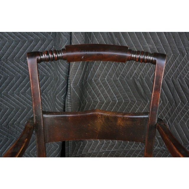 Antique 19th Century Early American Hitchcock Style Mahogany Caned Arm Chair For Sale - Image 11 of 18
