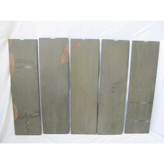 Hand Painted Decorative Chinese Floral Panels - Set of 5 For Sale - Image 9 of 10