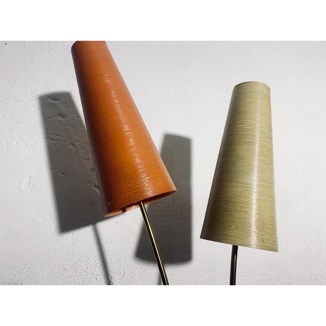 Mid-Century Floor Lamp in Brass with Fiberglass Shades attributed to Cosack, 1950s For Sale - Image 12 of 18