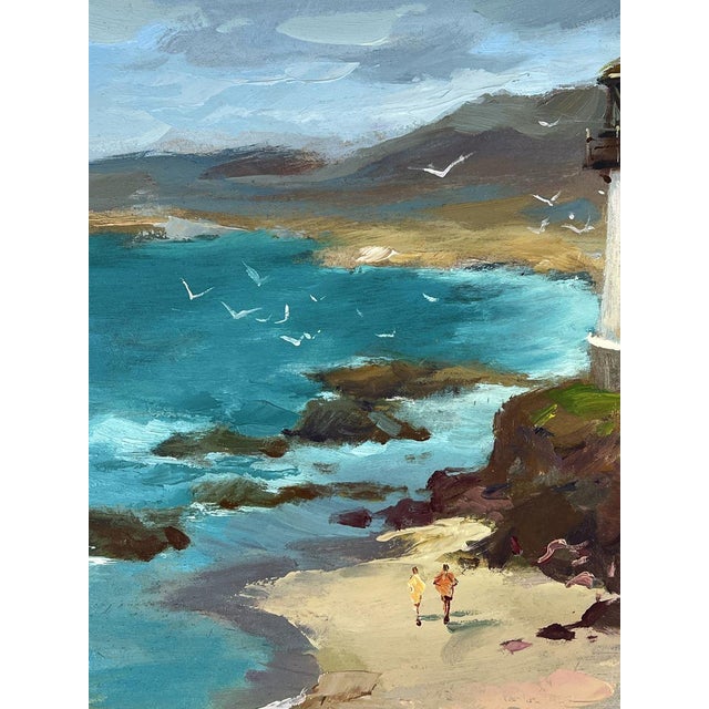 2020s Oil Painting Lighthouse by the Sea on the Beach Yuriy Suprunchuk For Sale - Image 5 of 11