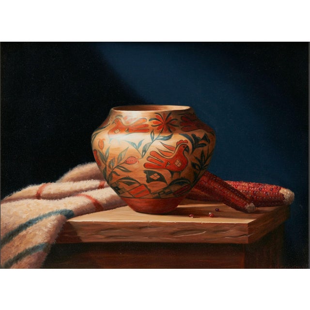 Sue Krzyston (Arizona, b. 1948) oil on canvas still life canvas titled "The Traditional Way" depicting a tabletop...