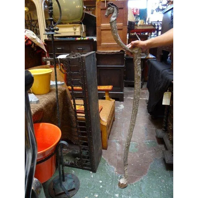 Greige Late 20th Century Folk Art Cane, Scepter or Staff of Office With Horse Head and Hoof For Sale - Image 8 of 8