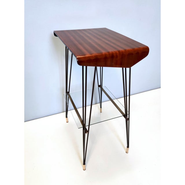 TV Stand or Side Table with Iron Frame and Ebonized Beech Top, Italy, 1960s For Sale - Image 10 of 17