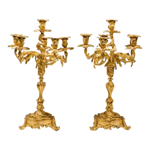 Louis XV Style Bronze Candelabras - a Pair