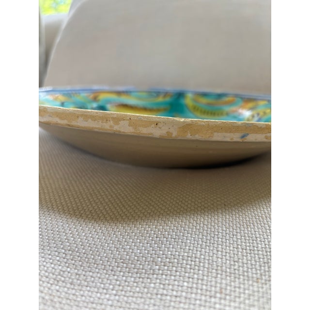 Antique Spanish Multi Color Lebrillo Platter With Bird For Sale - Image 4 of 9