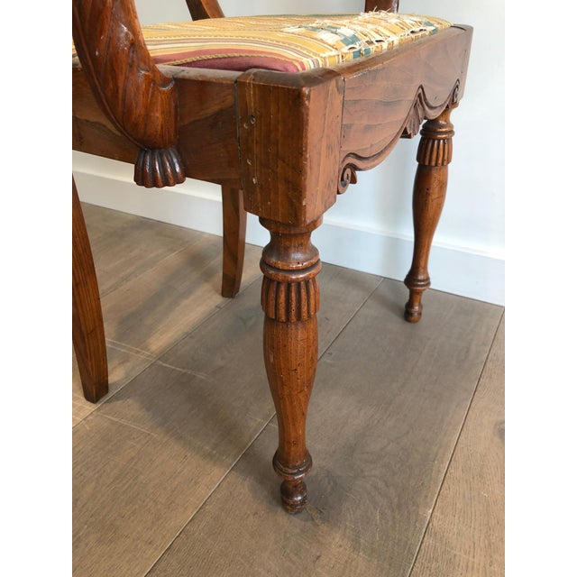 Wood Early 19th Century English Regency period mahogany desk chair with swan neck decorations For Sale - Image 7 of 12