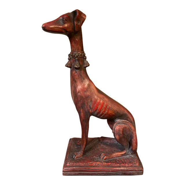 1970’s Hollywood Regency Style Life Size Whippet Dog Statue For Sale