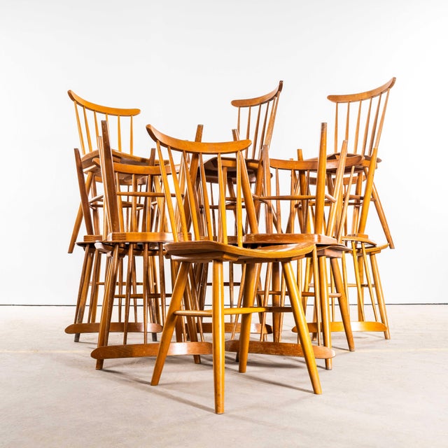Vintage Stickback Blonde Dining Chairs, 1950s, Set of 6 For Sale - Image 11 of 12