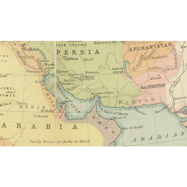 Antique Map of Turkey in Asia, Arabia and Persia, 1890s For Sale - Image 4 of 9