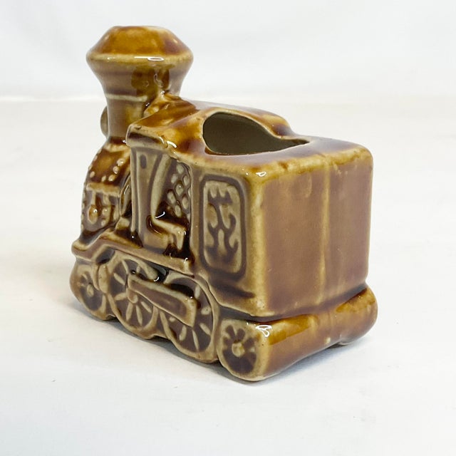 1950s 1950s Mid-Century Boho Chic Americana Ceramic Train Toothpick Holder. For Sale - Image 5 of 12