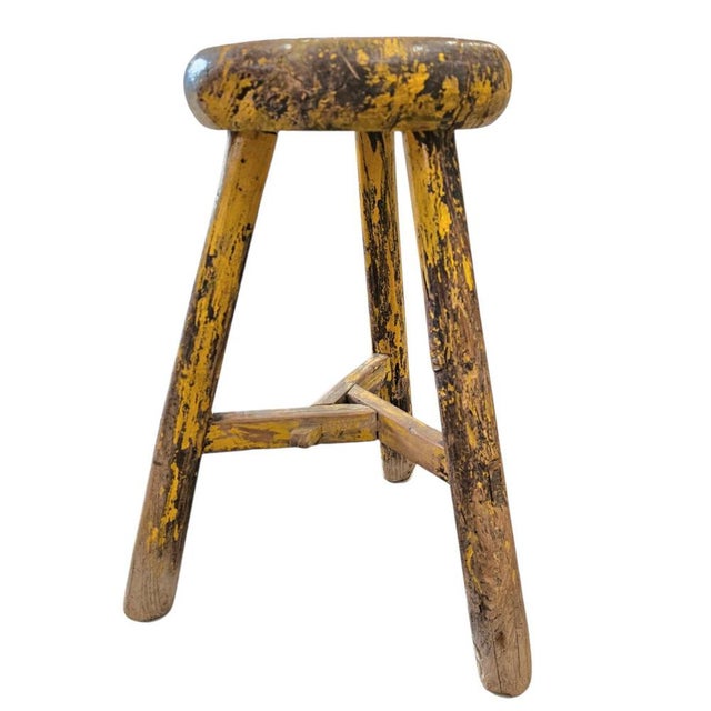 Primitive Wooden Tripod Stool / Height 52 Cm For Sale - Image 17 of 18