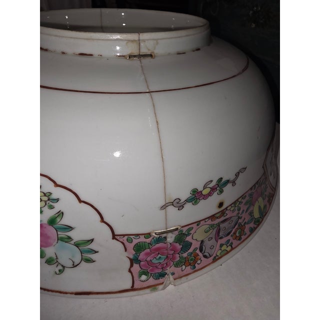 Large Antique Japanese Bowl With Staple Repairs For Sale - Image 10 of 17