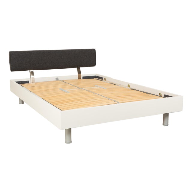 White and Dark Grey Wooden Bed from Ligne Roset For Sale