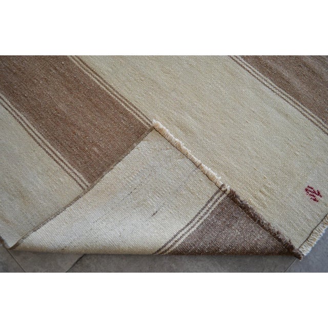 Tan 1970s Flat Weave Turkish Kilim Rug - 4'8" X 5'10" For Sale - Image 8 of 9