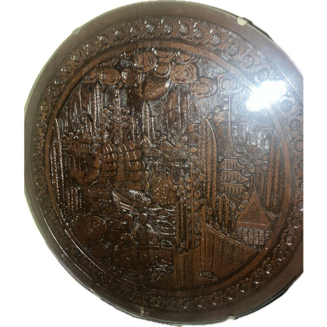 Wood Antique Chinese Tilt Tsbles Hand Carved Glazed Wood With Protective Glass Tilt Top Table Pair For Sale - Image 7 of 9