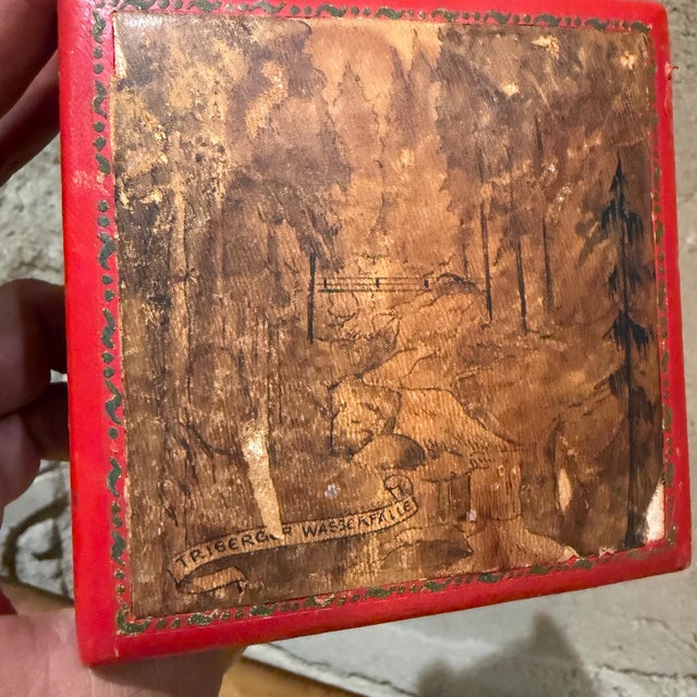 Vintage Red Leather Box Triberger Wasserfälle Germany For Sale - Image 15 of 18