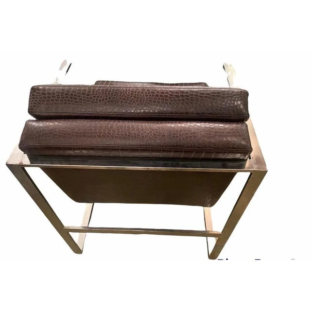 Faux Crocodile Milo Baughman Style Chairs - a Pair For Sale - Image 4 of 7