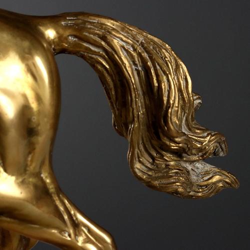 Modern Sculpture of Trotting Horse in Gilded Bronze, 1970s For Sale - Image 6 of 9