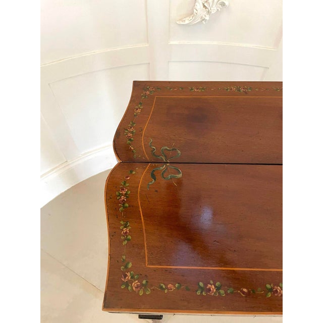 Antique Edwardian Mahogany Hand Painted Card Table, 1900s For Sale - Image 14 of 17