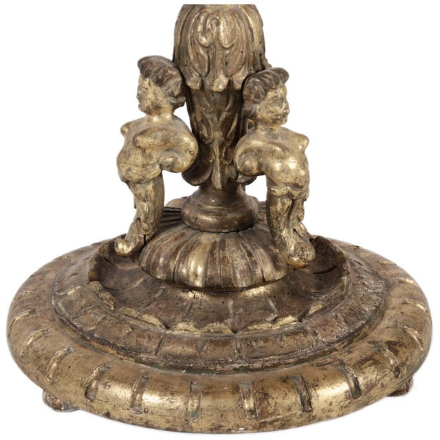 High Antique Gilded Wood Floor Chandelier, 1700s For Sale - Image 6 of 18