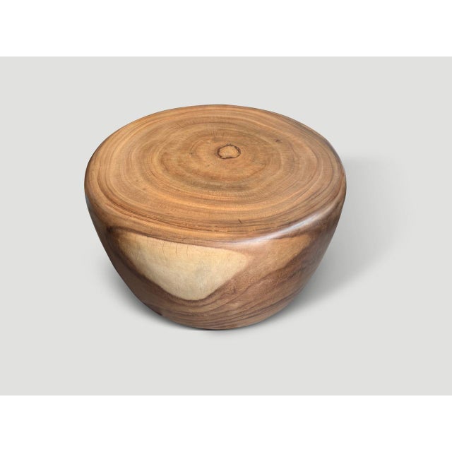 Andrianna Shamaris Drum Shape Suar Wood Coffee Table For Sale - Image 4 of 18