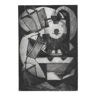 1930s Train Art Moderne Etching and Aquatint For Sale