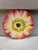 French Majolica pink flower plate Delphin Massier, circa 1890.