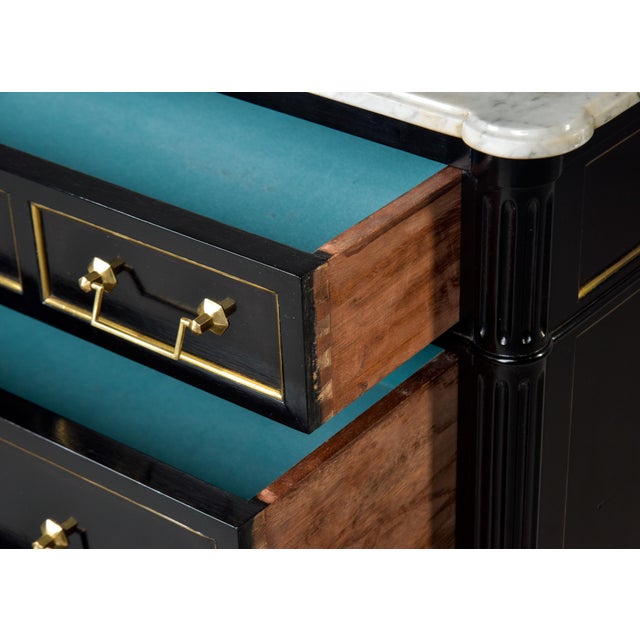 Early 20th Century French Ebonised Marble Top Commode For Sale In Detroit - Image 6 of 12