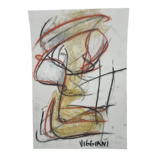 Late 20th Century Charcoal Abstract Drawing Signed Viggiani For Sale