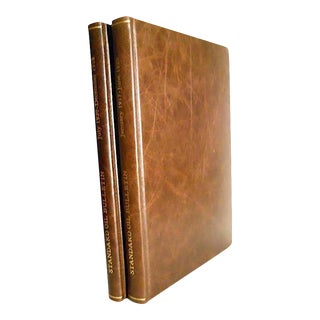 Early 20th Century Custom Bound Leather Antique Books, Standard Oil Bulletin - Set of 2 For Sale