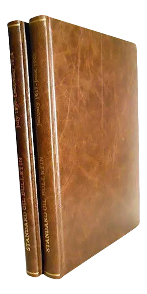 Early 20th Century Custom Bound Leather Antique Books, Standard Oil Bulletin - Set of 2